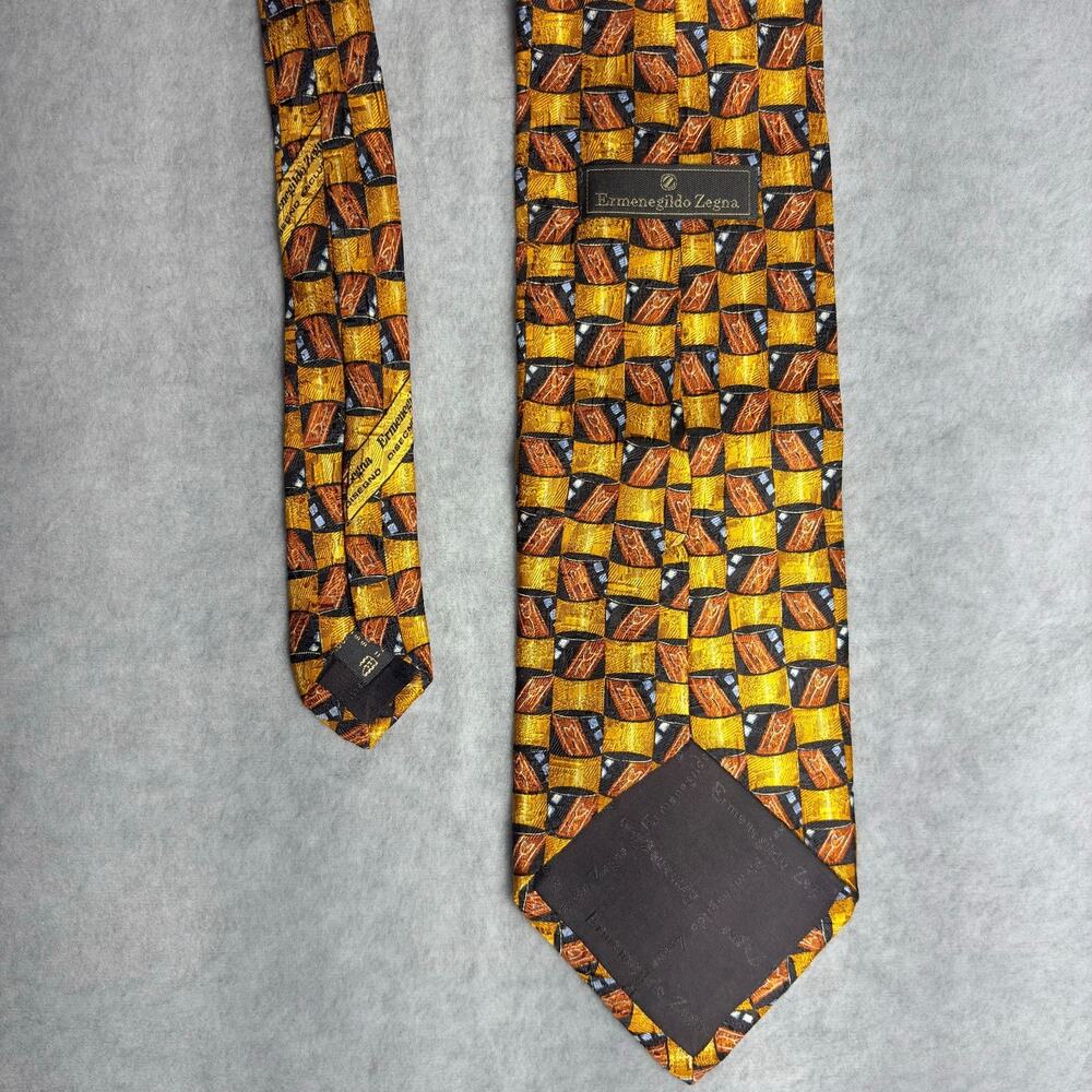 Ermenegildo Zegna Necktie Mens Classic Abstract Designer 100% Silk Italy 61"Long - Picture 3 of 8